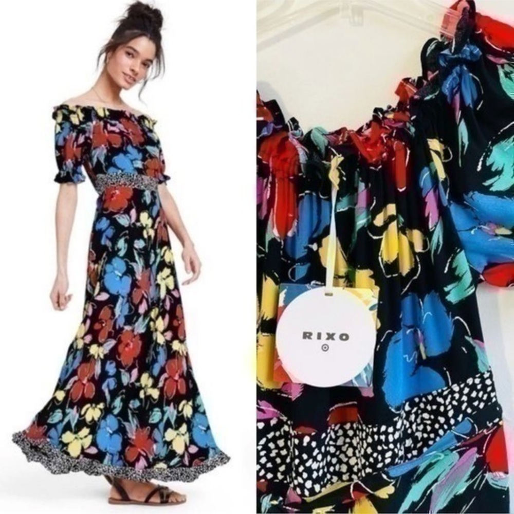 NWT Rixo X Target Off Shoulder Floral maxi dress